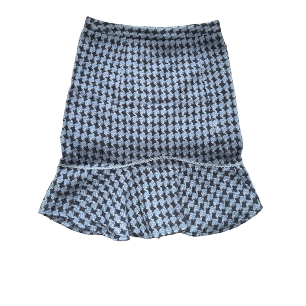 Etcetera Wool Crochet Tweed Woven Knit Fit & Flare Skirt Size 8 Cornflower Blue